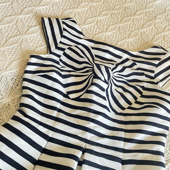 Kate Spade Mariella Black & White Striped Fit & Flare Dress Bow Print - Picture 10 of 12